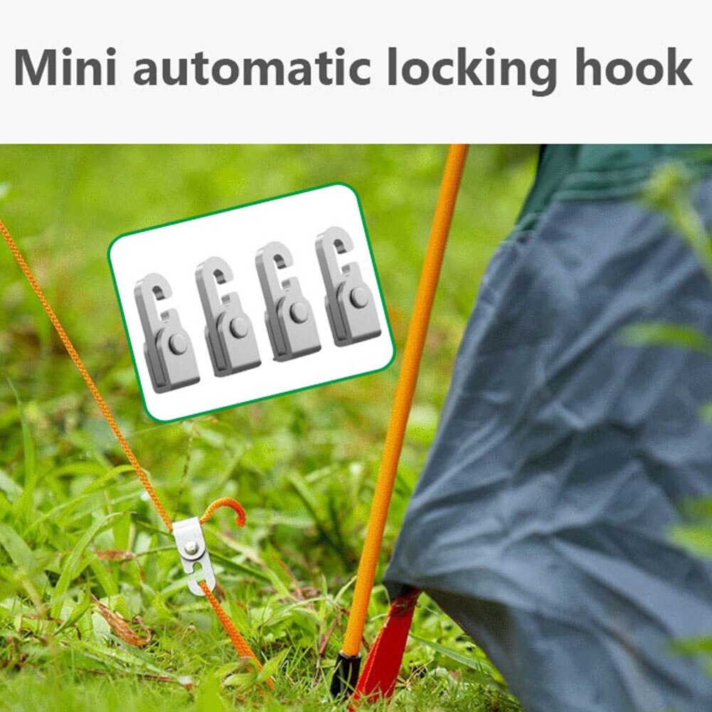 Cheap Goat Tents 4pcs Automatic Lock Hooks Multifunctional Free Knot Easy Fast Tighten Rope Accessories Camping Tent Self locking Hooks with 1pc   
